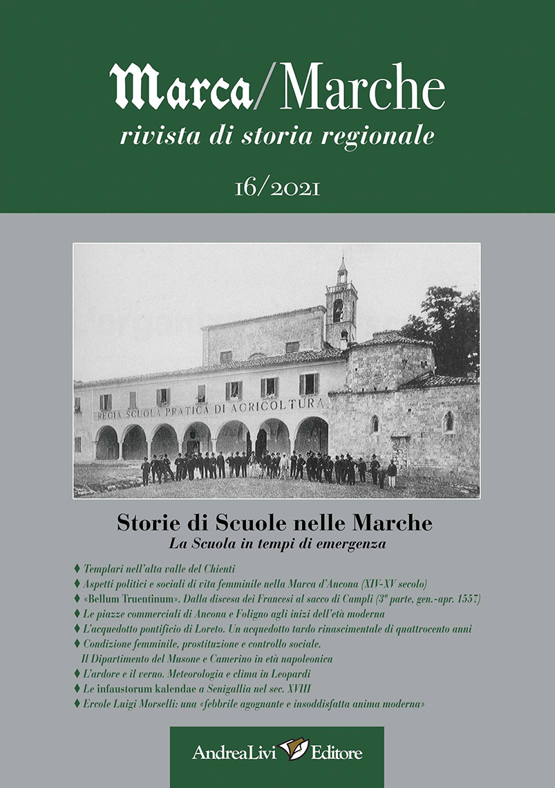 Storie di Scuole nelle Marche, La Scuola in tempi di emergenza, a cura di Marco Moroni e Paolo Coppari, «Marca/Marche», 16 (2021)