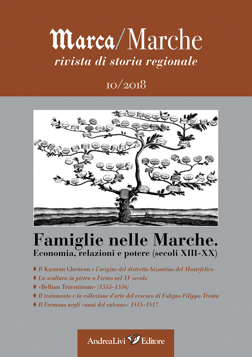 Famiglie nelle Marche. Economia, relazioni e potere (secoli XIII-XX), a cura di Luca Andreoni, «Marca/Marche», 10 (2018)